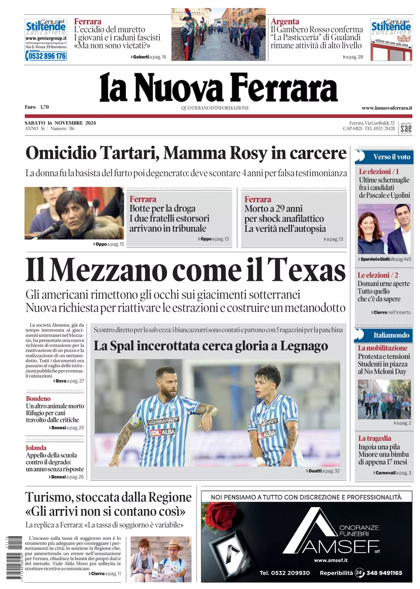 Prima-pagina-nuova ferrara-oggi-edizione-del-2024-11-16